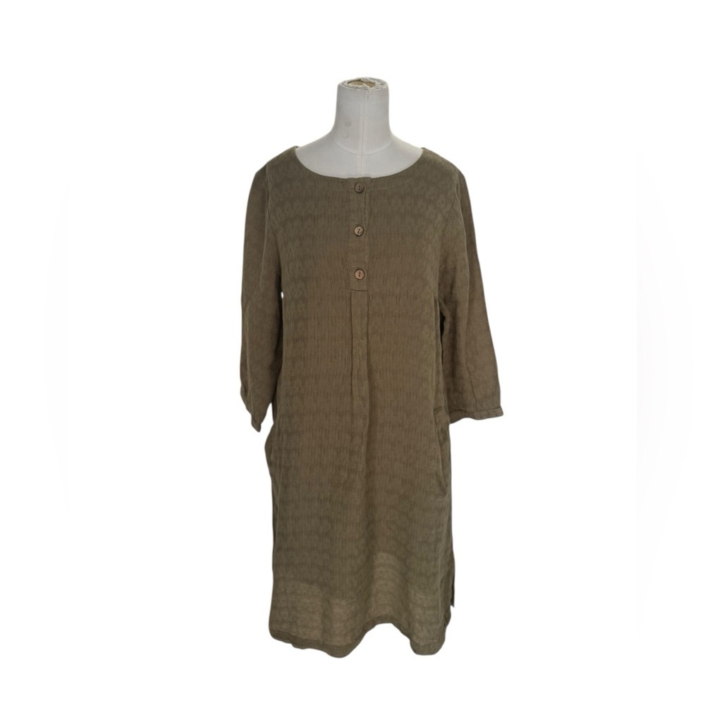 Soft Surroundings Cotton Linen Blend Dress • Earthy Minimalist Tunic - Picture 2 of 8